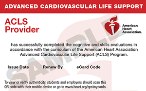 American Heart Association™ ACLS Provider Card