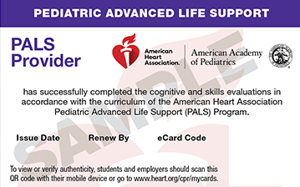 American Heart Association™ PALS Provider Card