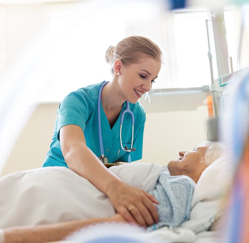 nurse with elderly woman