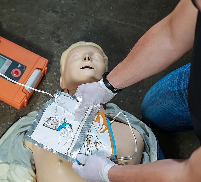 closeup of CPR training dummy