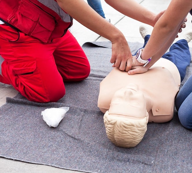 cpr class close up of dummy